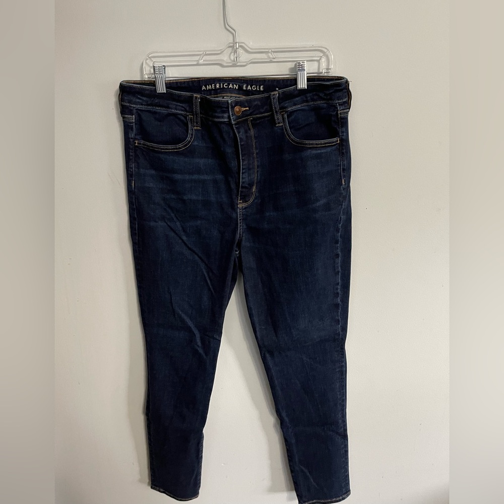 Plain dark blue jeans